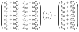 Schematic of a linear complex-valued 7x2 system of equations.